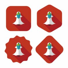 wedding dress flat icon with long shadow eps10 N46