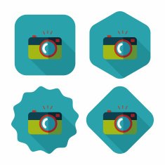 camera flat icon with long shadow N18