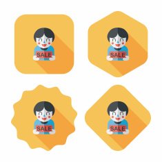SALE Shopaholic flat icon with long shadow eps10 N82