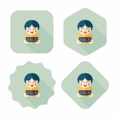 SALE Shopaholic flat icon with long shadow eps10 N84