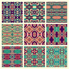 set of different seamless colored vintage geometric pattern N9