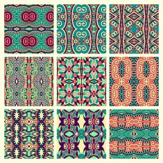 set of different seamless colored vintage geometric pattern N10