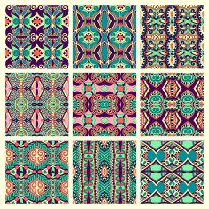 set of different seamless colored vintage geometric pattern N11