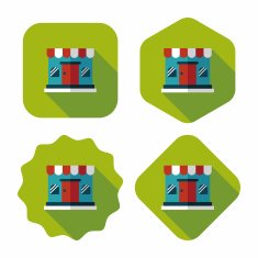 shopping store flat icon with long shadow eps10 N72