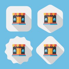 shopping store flat icon with long shadow eps10 N73