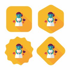 wedding bride flat icon with long shadow eps10 N72