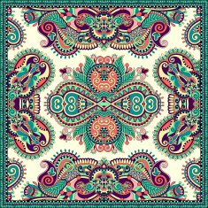 Traditional ornamental floral paisley bandanna N565