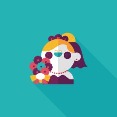 wedding bride flat icon with long shadow eps10 N103