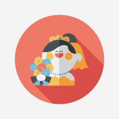 wedding bride flat icon with long shadow eps10 N107