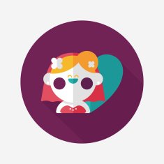 wedding bride flat icon with long shadow eps10 N115