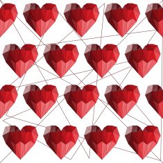 seamless illustration with geometric abstract polygonal heartsfor valentines or wedding