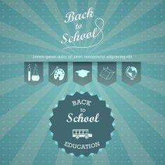 Back to school - vector retro vintage design background N2