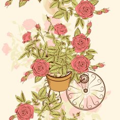 Seamless wallpaper pattern with hand drawn roses