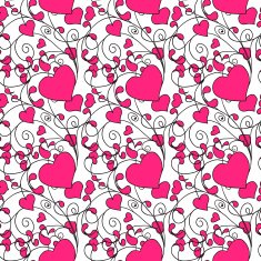 Hearts and swirls on a light background seamless background