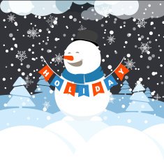 Christmas greeting card with white christmas bauble and snowflake background