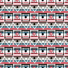 Abstract ethnic seamless pattern with squares circles N2