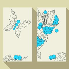 Business card set with hand drawn outline leaves and berries