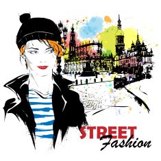 Fashion girl in sketch-style N96