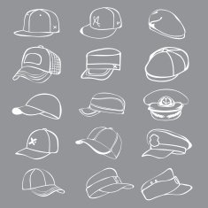 cap set isolated on white hat icon vector baseball rap N4