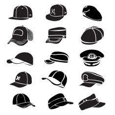 cap set isolated on white hat icon vector baseball rap N5