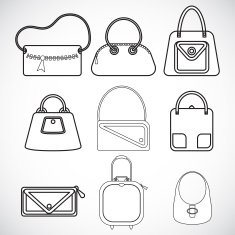 Black and white icons female bags vector