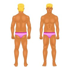 Figure of the standing man in front and behind vector