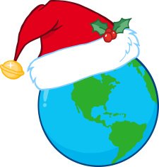 Globe Earth With Santa's Hat