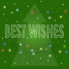 winter holidays card with hand-drawing best wishes and spruce N2