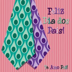 Bright peacock design Portuguese 'Happy Father's Day' N2