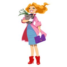 Girl in red boots and coats