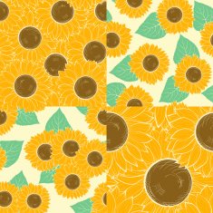 set of beautiful seamless background with sunflowers