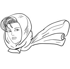 Hand-drawn fashion model Vector illustration Woman's face N15