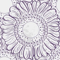 Seamless texture stylized sunflowers purple contour
