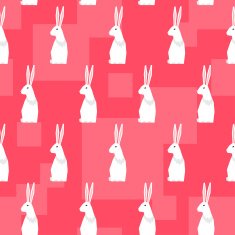 bright colored abstract geometric seamless pattern backround with rabbits
