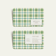 plaid design business card template in green