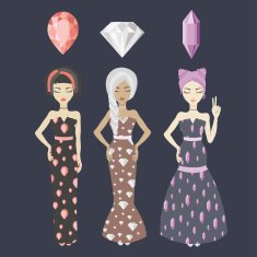 Fashionable girls icons in flat design