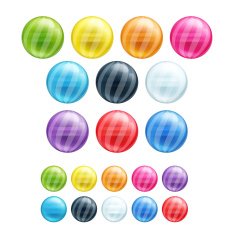 Set of different colorful round striped beads