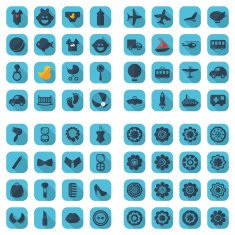 Flat concept set modern design flowers transport fashion kids N7