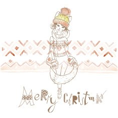 Fashion Girl in a Sweater Christmas Background N3