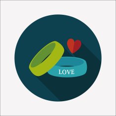 Valentine's Day couple bracelet flat icon with long shadow eps10 N19