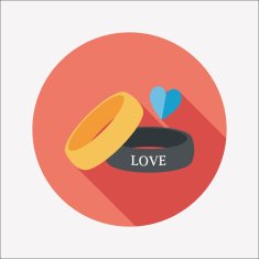 Valentine's Day couple bracelet flat icon with long shadow eps10 N20