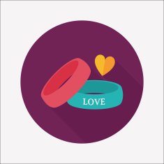 Valentine's Day couple bracelet flat icon with long shadow eps10 N21