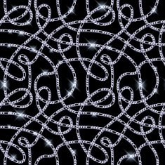 Glowing silver serpentine chains on black
