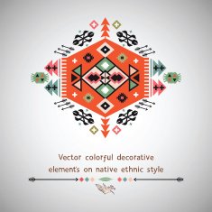 Vector colorful decorative element on native ethnic style N6