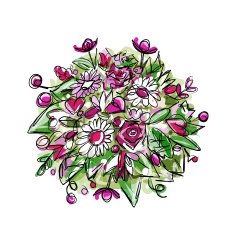 Floral bouquet sketch for your design N2