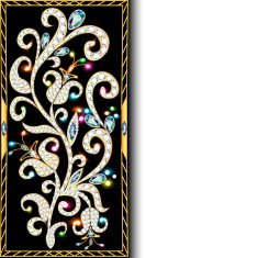 background with ornaments of gold and precious stones spac
