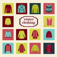 set of winter fashion clothing collection
