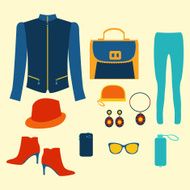 woman clothing fashion set and accessories