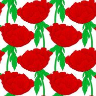 seamless background with flowers peony stem and leaves