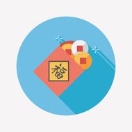 Chinese New Year Ancient coins lucky pendant flat icon eps10 N3